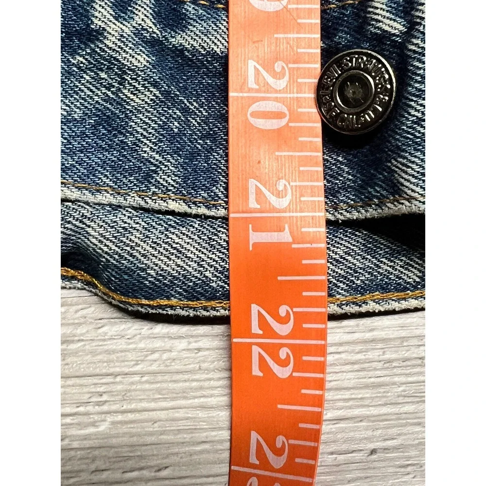 Vintage Kids Levis Denim‎ Jacket Dark Acid Wash Trucker Size XL 90s Made in USA